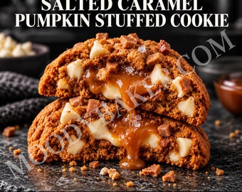 Salted Caramel Pumpkin Stuffed Cookie Recipe PDF, 5 oz, Single and Double Batch