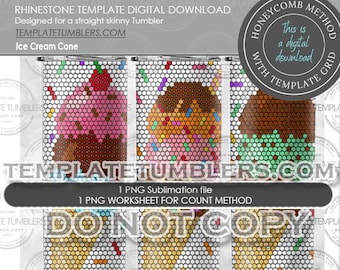 Ice Cream Cone Tumbler Template, Rhinestone template, Ice Cream Template tumbler, tumbler ice cream, summer template digital, 30oz SS16(4MM)