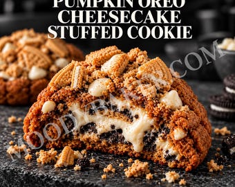 Pumpkin Oreo Cheesecake Stuffed Cookie Recipe PDF, 5 oz, Single and Double Batch