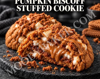 Pumpkin Biscoff Stuffed Cookie Recipe PDF, 5 oz Bakery-Style, Single and Double Batch