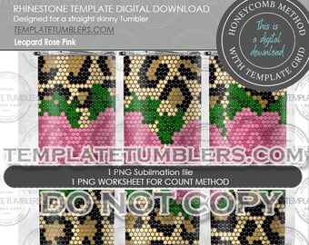 Plantilla para vaso con diseño de leopardo, plantilla digital de rosa PNG, plantilla para vaso con diseño de leopardo, leopardo, 20 oz SS16 (4 mm)