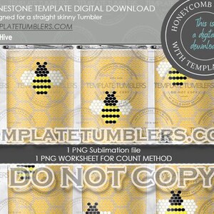 Bijenkorf, bekersjabloon, strasssjabloon, bijensjabloon, digitale strassteensjabloon, honingraatsjabloon, honingraat 20 oz SS16 (4 MM)