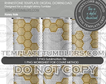 Honey Hole Tumbler Template, Honeycomb Template, Rhinestone Bee Honey, Bees, Rhinestone Template, Bee Template, Template,  20oz SS20(5MM)