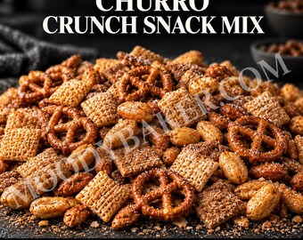 Churro Crunch Snack Mix Recipe PDF | Printable Single + Double Batch | Farmstand Crunch Mix Digital Download | Sweet Snack Mix Recipe