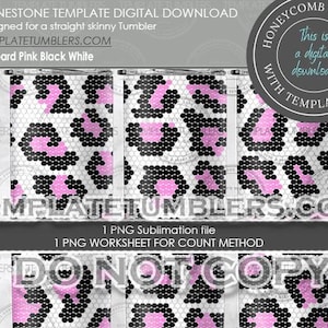 Leopard Pink White Template, Leopard Tumbler Template, Leopard Template, leopard rhinestone, Pink leopard tumbler digital, 20oz SS20(5MM)