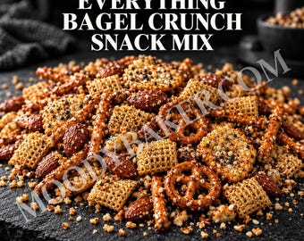 Everything Bagel Crunch Snack Mix Recipe PDF | Printable Single + Double Batch | Farmstand Crunch Mix Digital Download, Bagel Crunch Snack