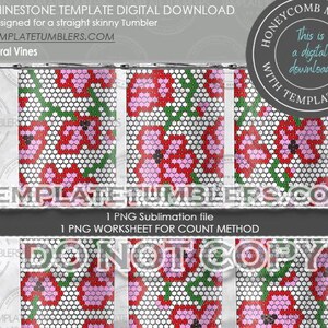 Floral Vines Template, Digital Template, Flower Rhinestone template, Digital Flower Template, Tumbler Template, Flowers, 20oz SS16(4MM)