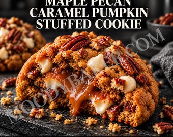Maple Pecan Caramel Pumpkin Stuffed Cookie Recipe PDF, 5 oz, Single and Double Batch