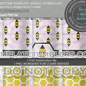 Bijenzwerm roze top, strass bekersjabloon, honingraat, honingraatsjabloon, bijensjabloon digitaal, strass digitaal 20oz SS16 (4 MM)