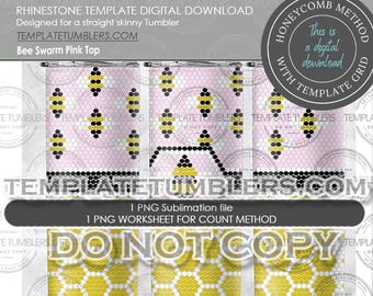 Bee Swarm Pink Top, Rhinestone Tumbler Template, Honeycomb, Honeycomb template, Bee  Template Digital, Rhinestone Digital 20oz SS16(4MM)