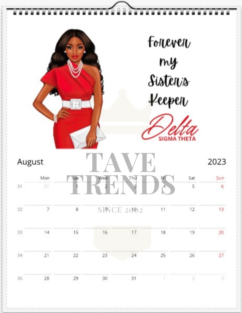 Delta Sigma Theta Inspired Hanging Wall Calendar Sorority Etsy