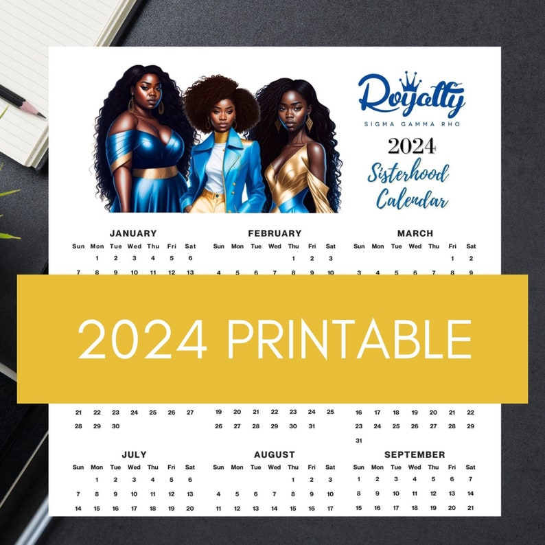 2024 Sigma Gamma Rho Inspired PRINTABLE Year at a Glance Calendar Grho