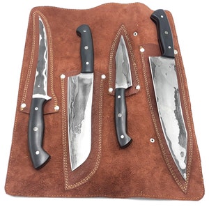 4pc Black and White Pattern Kitchen Knife Set Handmade and - Etsy