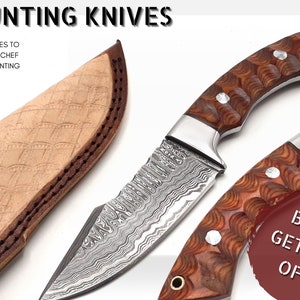 Damascus Steel Knife, Hunting Knife, Handmade Knife, Hand Forged Knife, Christmas Gift, Camping Knife, Father&#39;s Day Gift, Knife Gift