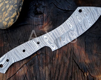 Handmade Damascus Steel Camping Cleaver Blank Blade