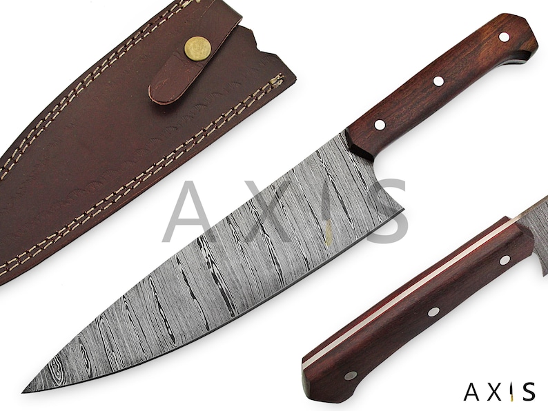 Kitchen Knife Special Moorish Blade 13 Handmade Hand Forged Knife Damascus Steel Chef Knife Indian Rose Wood Unique Gift