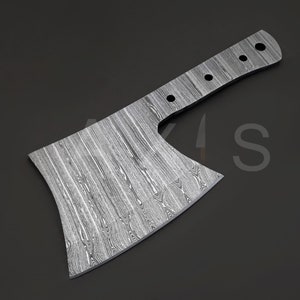 Damascus Steel Axe Blank: Handmade Hunting Knife Blade (7.5&quot; Inches)