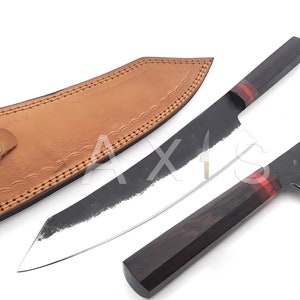 Stainless Steel Knife, Kitchen Knife, Fathers Day Gift, Handmade Knife, Hand Forged Knife, Christmas Gift, Chef Knife Gift, Leather Sheath