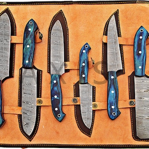 Damascus Chef Knife, Damascus Knife Set, Handmade Knife, Knife Making, Christmas Gift, Knife Set, Damascus Chef Set, Kitchen Knife Set