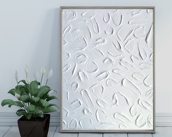Thick White Texture Abstract Painting | White Texture, 3D Abstract Canvas, White Minimalist Texture Art, Textured Painting, Modern Sculpted