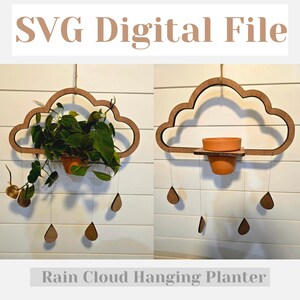 Hangende plantenbak Rain Cloud, SVG-bestand, digitale download, hangende plantenbak