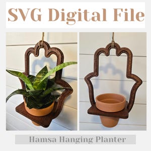 Hangende plantenbak Hamsa, SVG-bestand, digitale download, hangende plantenbak