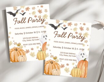 Invitación a la fiesta de la cosecha de otoño: Plantilla editable (descarga digital)