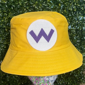 Mario and friends  Wario embroidery bucket hat