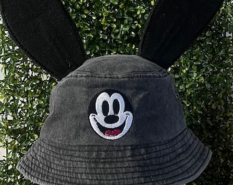 black and white Oswald Rabbit jean  Bucket hat