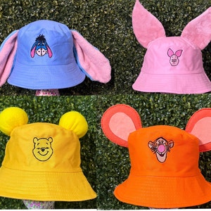 Pooh and friends embroidery bucket hats