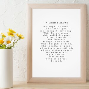 In Christ Alone Hymn Lyrics Wall Art Print Home Decor Inspirational ...