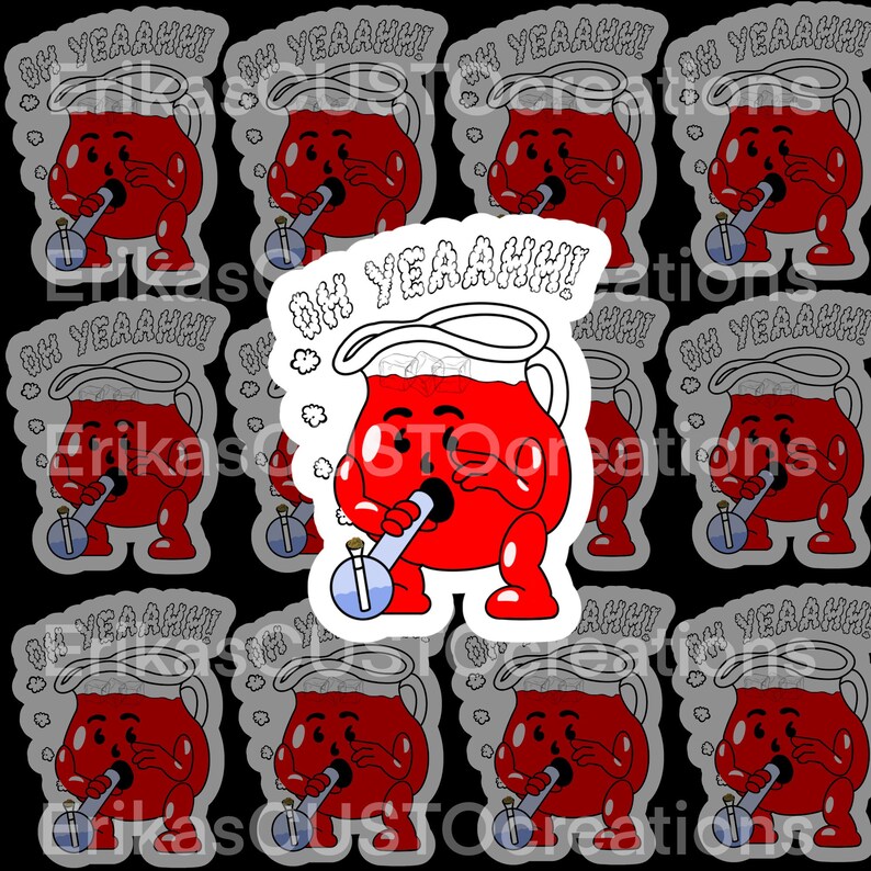 Yeahhh Sticker Smoking Kool Aid Sticker, Oh Yeaahh Funny Adult Humor Stickers, Gifts ...