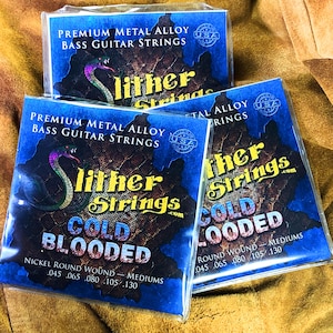 Slither Strings Cold Blooded – Medium Gauge 5-String Bass Strings, Made in USA for Unmatched Tone & Durability