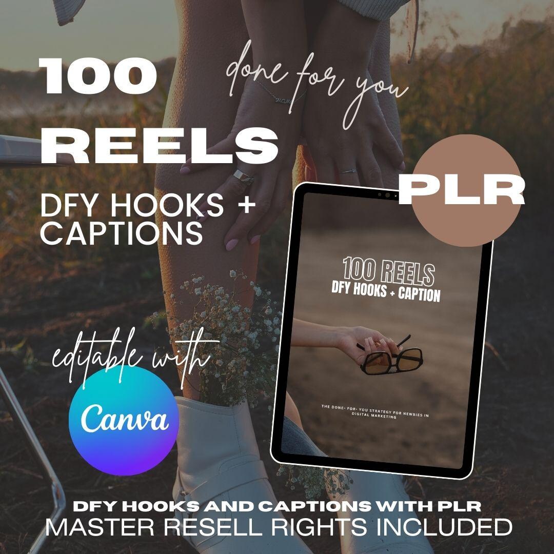 100 Reels and Captions 123 Page With PLR, PDF Canva Template With MRR ...