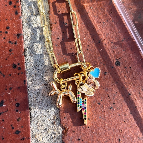 Fun Funky Gold Favorite Things Charm Necklace!