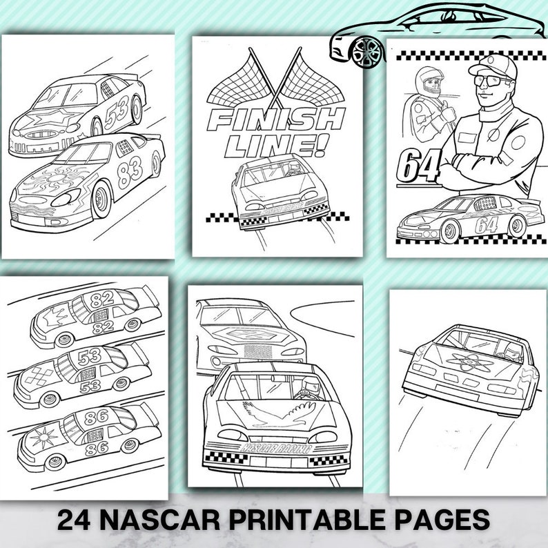 24 Nascar Coloring Pages Printable Coloring Pages for Kids | Etsy