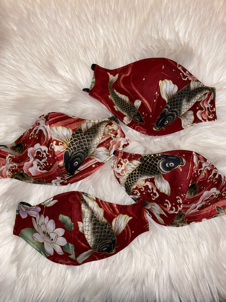 Variety of Koi Fish Print Face Masks Adjustable & reversible Etsy