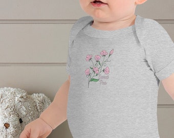 Sweet Pea Flowers "Sweet Pea" Baby Short-Sleeve One Piece