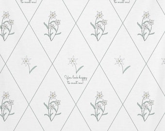 Edelweiss Baby Swaddle Blanket: Original Sketch, 30"x40", "You look happy to meet me!"