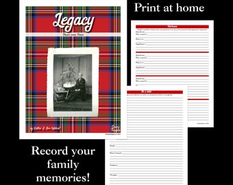 Downloadable 20 page PDF template "Legacy" to print at home for recording your family's traditions, heritage, heirlooms and life lessons