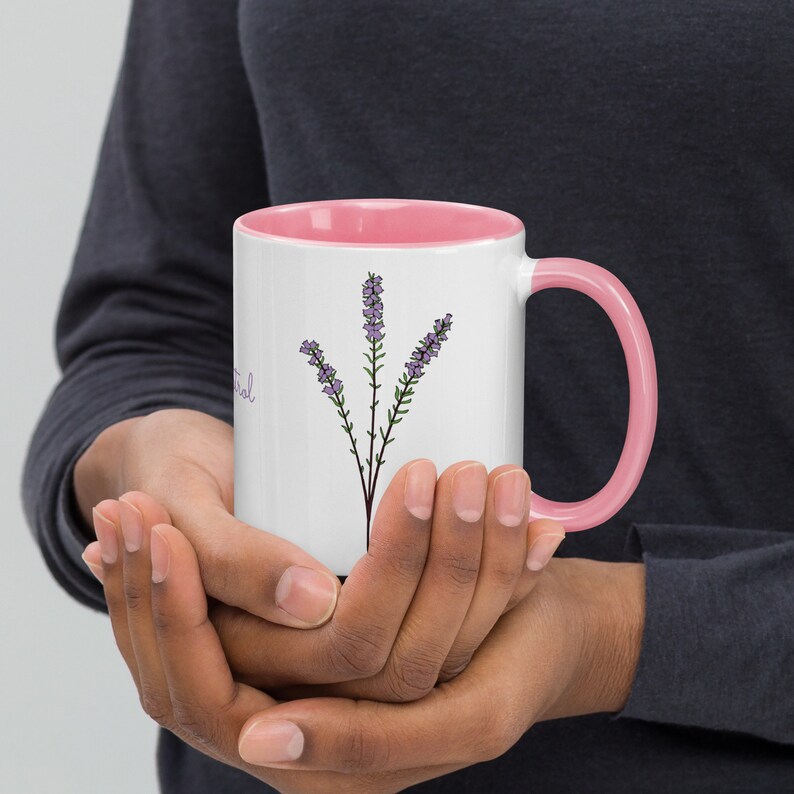 Scottish Heather Flower Mug with Color Inside and Your Choice image 8