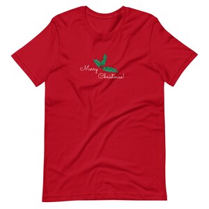 Hand-Drawn Holly Merry Christmas Short-Sleeve Unisex T-Shirt