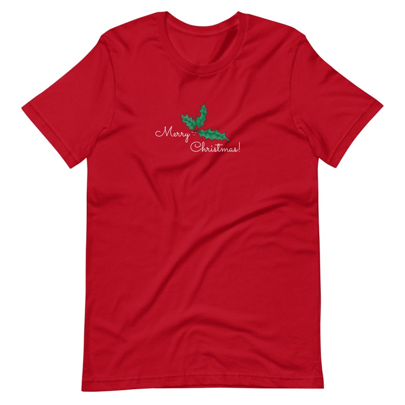 Hand-Drawn Holly Merry Christmas Short-Sleeve Unisex T-Shirt