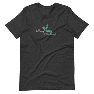 Hand-Drawn Holly Merry Christmas Short-Sleeve Unisex T-Shirt image 4