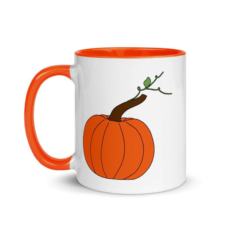 Pumpkin Mug with Color Inside and Your Choice of Word or Blank image 1