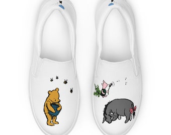 E.H. Shepard's Classic Winnie-the-Pooh, Piglet and Eeyore on Women’s slip-on canvas shoes