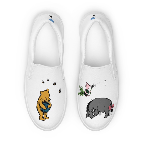 E.H. Shepard's Classic Winnie-the-Pooh, Piglet and Eeyore on Women’s slip-on canvas shoes