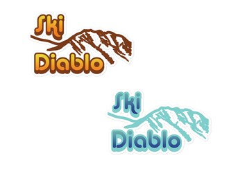 Snowy Mt. Diablo and "Ski Diablo" on a bubble-free sticker