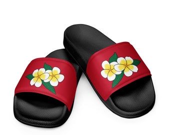 Tropical Plumeria (Frangipani) Flowers Women's Slide Sandals