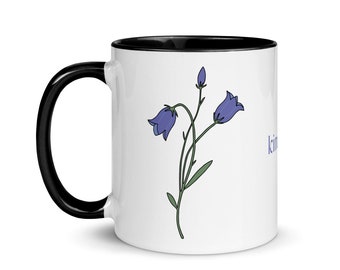 Scottish Bluebell (Harebell) Mug with Color Inside and your Choice of Word or Blank